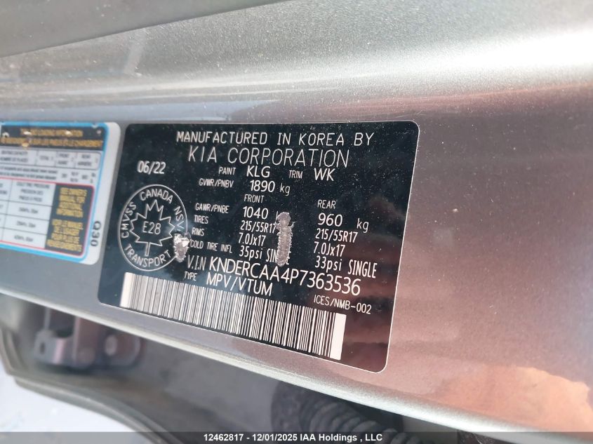 2023 Kia Seltos Ex VIN: KNDERCAA4P7363536 Lot: 12462817