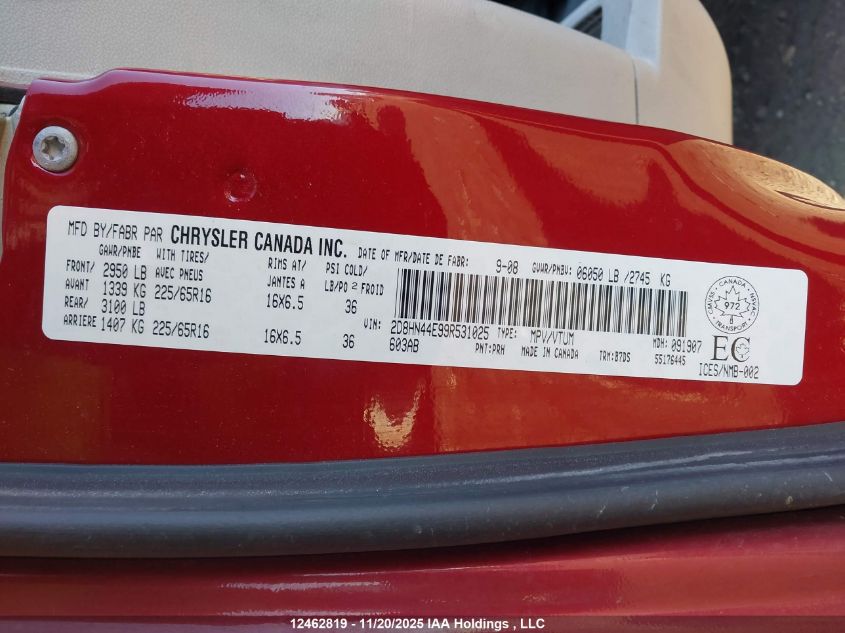 2009 Dodge Grand Caravan Se VIN: 2D8HN44E99R531025 Lot: 12462819