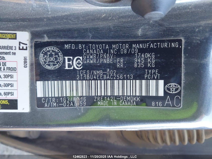 2T1BU4EE8AC256113 2010 TOYOTA COROLLA photo no. 9