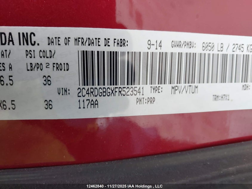 2C4RDGBGXFR523541 2015 DODGE CARAVAN photo no. 9