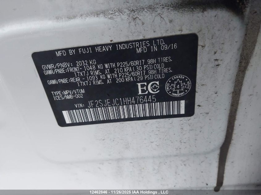 2017 Subaru Forester 2.5I Limited/2.5I Touring VIN: JF2SJEJC1HH476445 Lot: 12462846