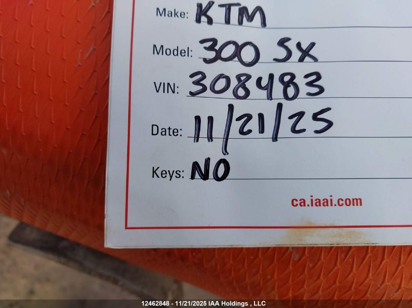 2023 Ktm 300 Sx VIN: VBKSXP239PM308483 Lot: 12462848