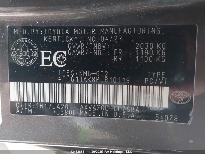 4T1G11AK8PU810119 2023 TOYOTA CAMRY photo no. 9
