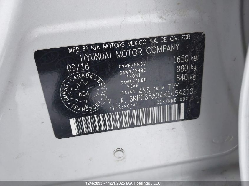 2019 Hyundai Accent Ultimate VIN: 3KPC35A34KE054213 Lot: 12462893