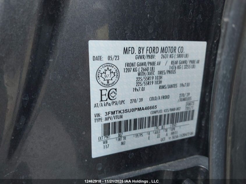 2023 Ford Mustang Mach I VIN: 3FMTK3SU0PMA46665 Lot: 12462918