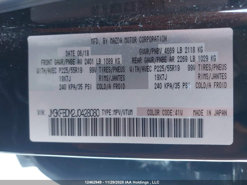 JM3KFBDM2J0428080 2018 MAZDA CX-5 photo no. 9