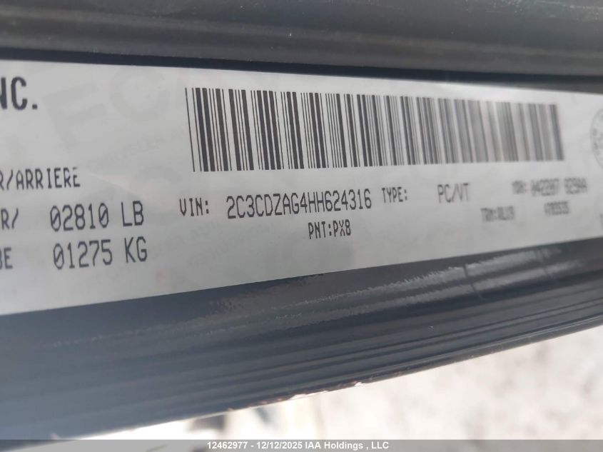 2017 Dodge Challenger Sxt VIN: 2C3CDZAG4HH624316 Lot: 12462977