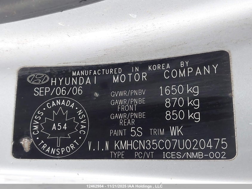 KMHCN35C07U020475 2007 HYUNDAI ACCENT photo no. 18