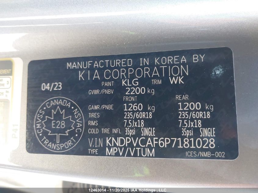 2023 Kia Sportage Ex VIN: KNDPVCAF6P7181028 Lot: 12463014