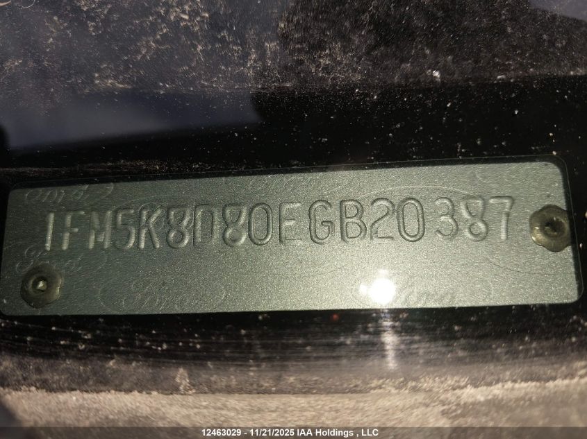 2014 Ford Explorer Xlt VIN: 1FM5K8D80EGB20387 Lot: 12463029