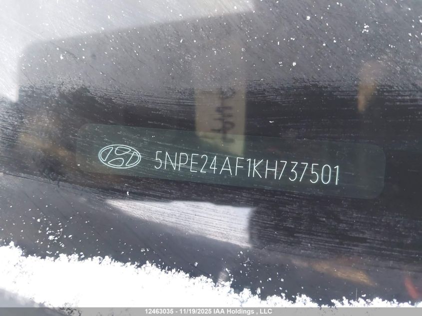 2019 Hyundai Sonata Se VIN: 5NPE24AF1KH737501 Lot: 12463035