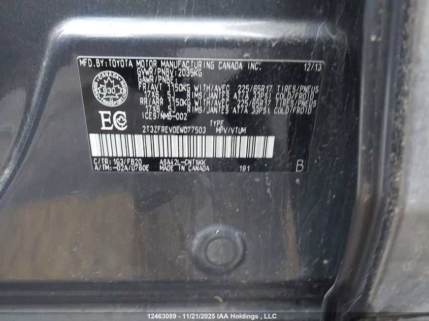 2T3ZFREV0EW077503 2014 TOYOTA RAV 4 photo no. 9