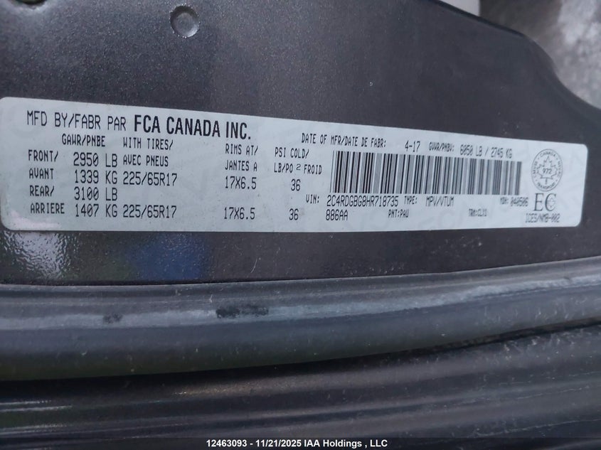 2C4RDGBG8HR718735 2017 DODGE CARAVAN photo no. 19