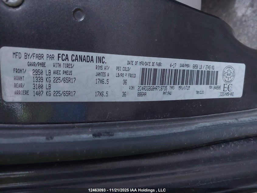 2C4RDGBG8HR718735 2017 DODGE CARAVAN photo no. 9