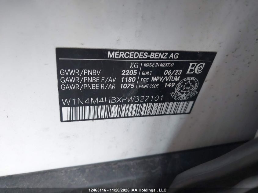 2023 Mercedes-Benz Glb 250 4Matic VIN: W1N4M4HBXPW322101 Lot: 12463116