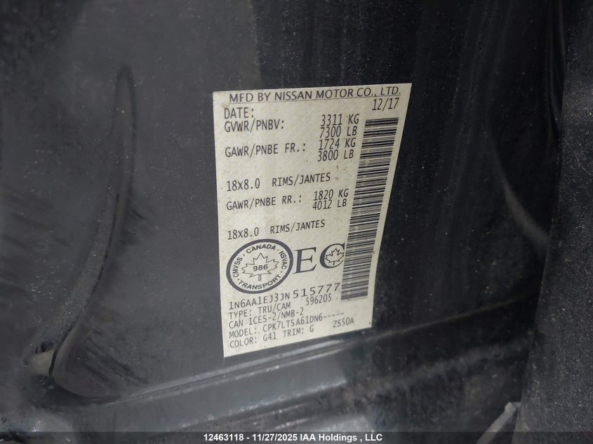 1N6AA1EJ3JN515777 2018 NISSAN TITAN photo no. 9