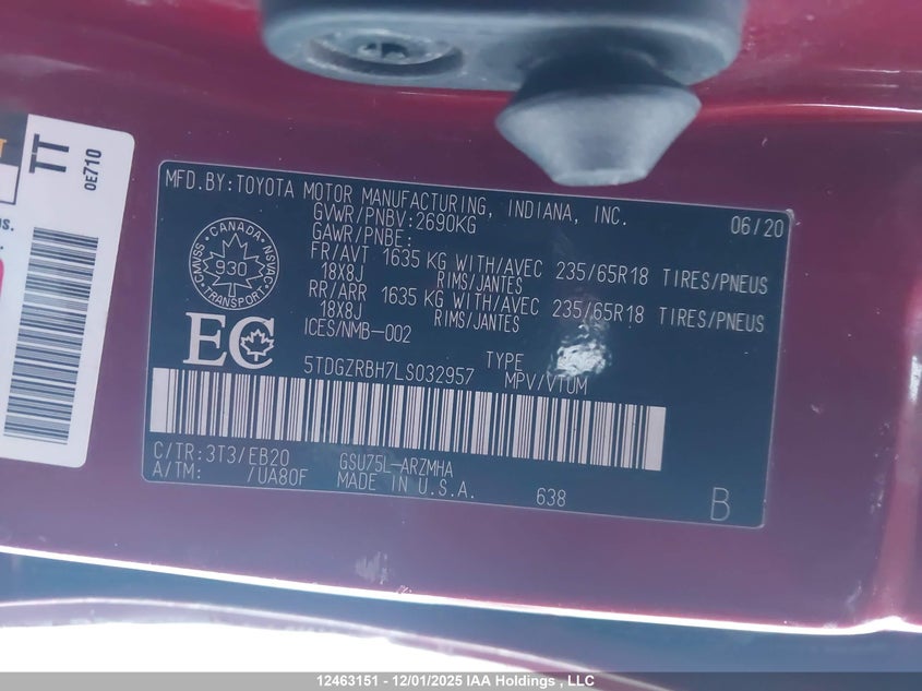 5TDGZRBH7LS032957 2020 TOYOTA HIGHLANDER photo no. 9