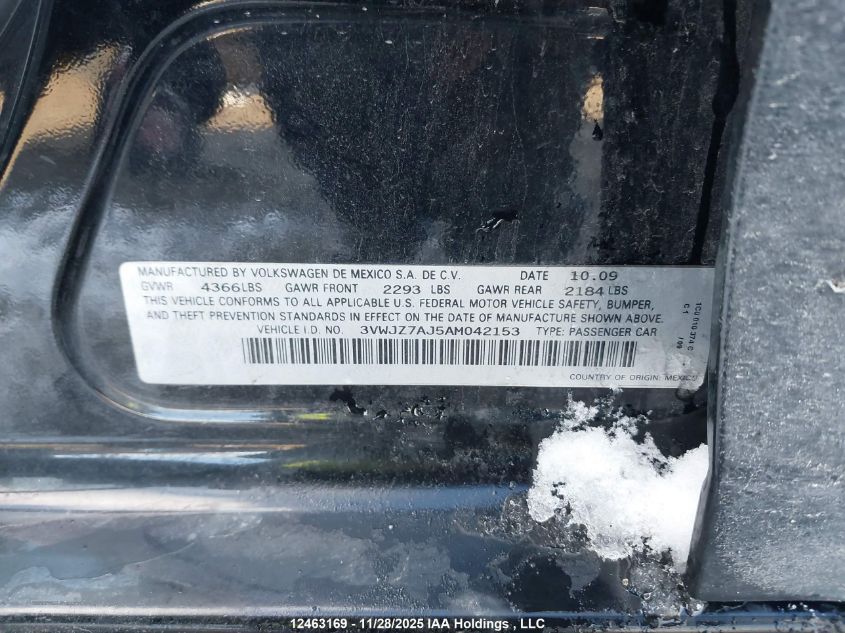 2010 Volkswagen Jetta S VIN: 3VWJZ7AJ5AM042153 Lot: 12463169