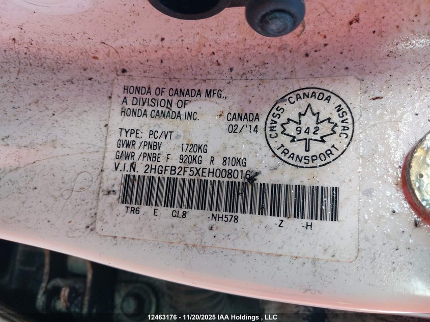 2HGFB2F5XEH008016 2014 HONDA CIVIC photo no. 9