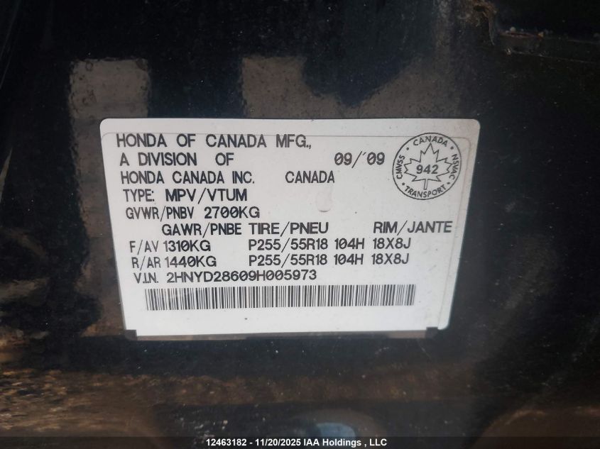2009 Acura Mdx Technology Package VIN: 2HNYD28609H005973 Lot: 12463182