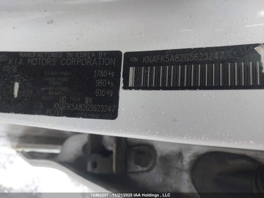 2016 Kia Forte 2.0L Ex/2.0L Lx+ VIN: KNAFK5A82G5623247 Lot: 12463207