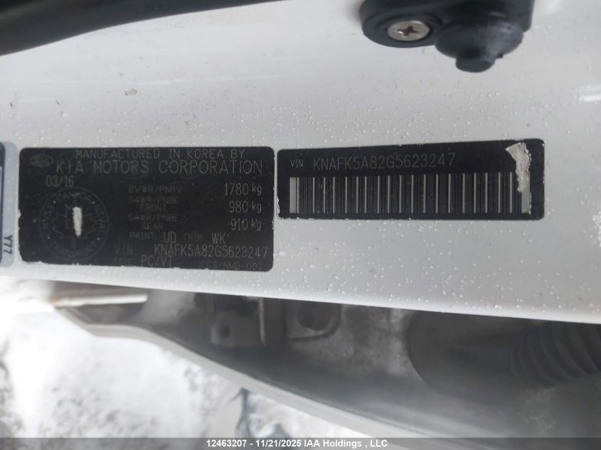 2016 Kia Forte 2.0L Ex/2.0L Lx+ VIN: KNAFK5A82G5623247 Lot: 12463207