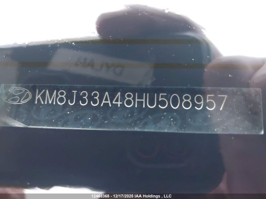 2017 Hyundai Tucson Limited/Sport And Eco/Se VIN: KM8J33A48HU508957 Lot: 12463368