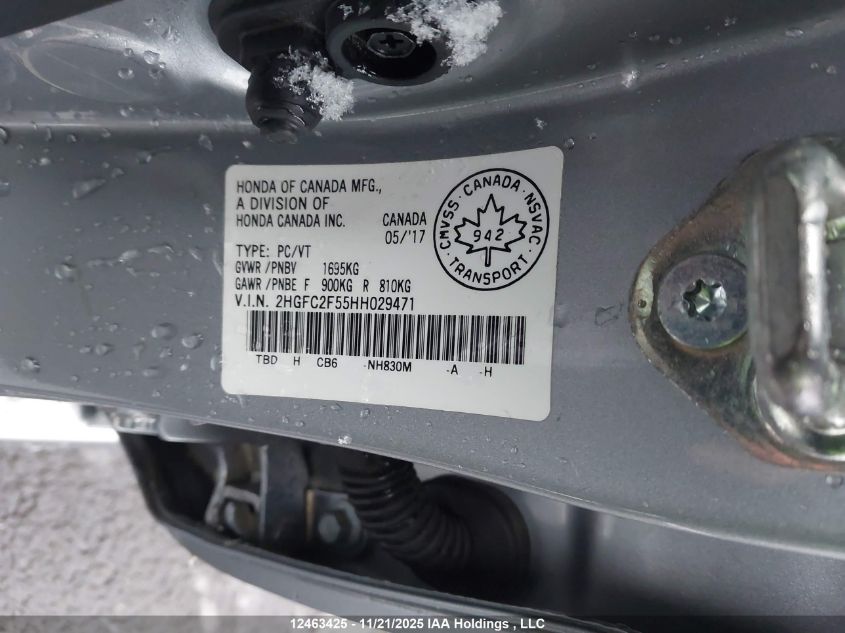 2017 Honda Civic VIN: 2HGFC2F55HH029471 Lot: 12463425