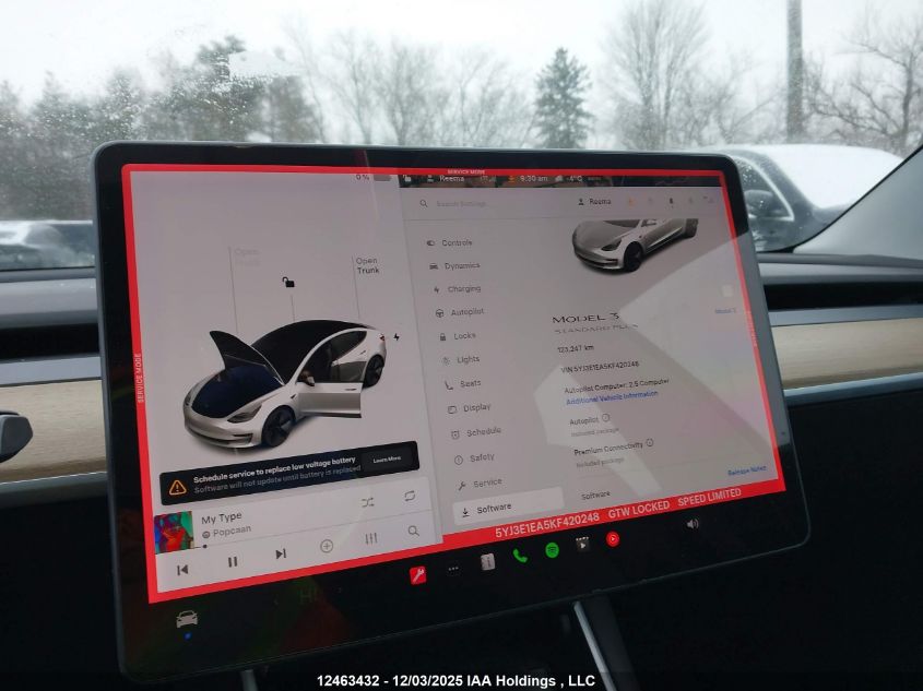 2019 Tesla Model 3 Long Range/Mid Range/Standard Range/Standard Range Plus VIN: 5YJ3E1EA5KF420248 Lot: 12463432