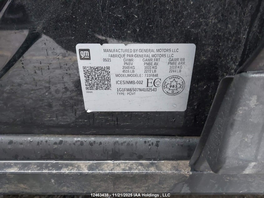 1G1FW6S07N4102543 2022 CHEVROLET BOLT EUV photo no. 9