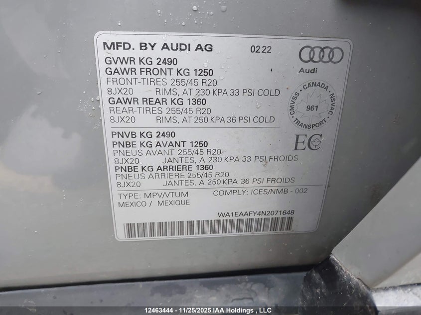 WA1EAAFY4N2071648 2022 AUDI Q5 photo no. 19