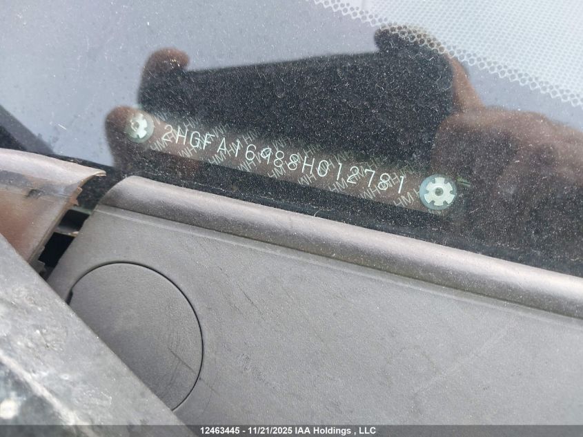 2008 Honda Civic Ex-L VIN: 2HGFA16988H012781 Lot: 12463445