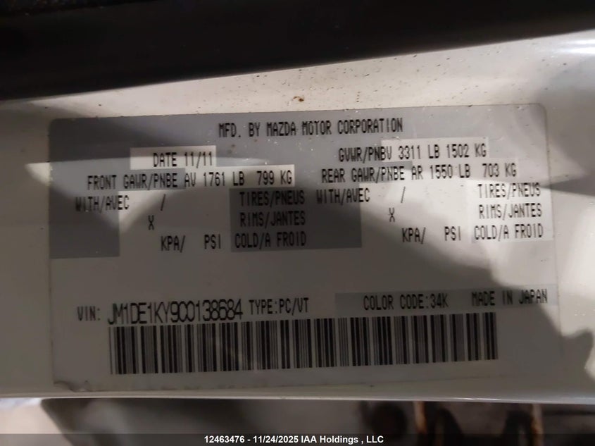 JM1DE1KY9C0138684 2012 MAZDA 2 photo no. 9