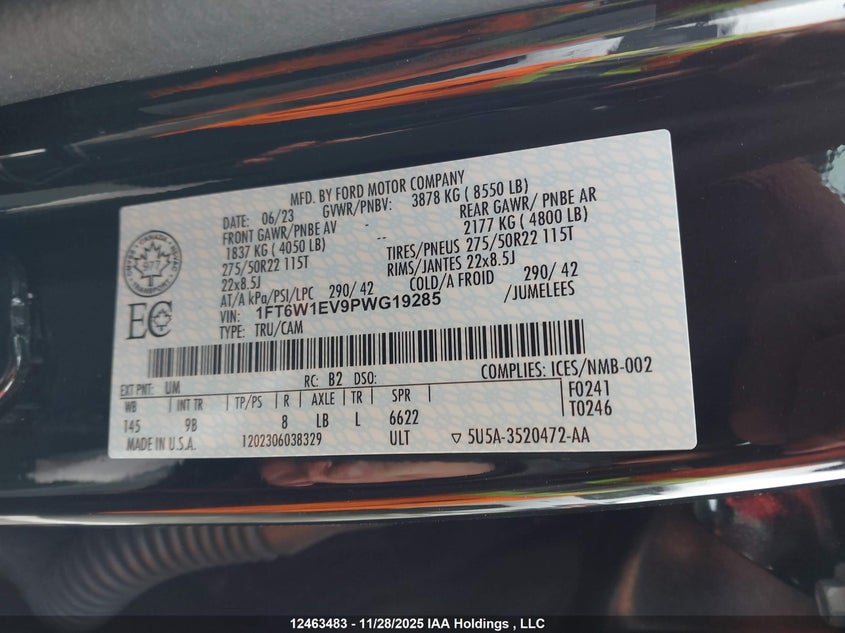 1FT6W1EV9PWG19285 2023 FORD F-150 photo no. 9