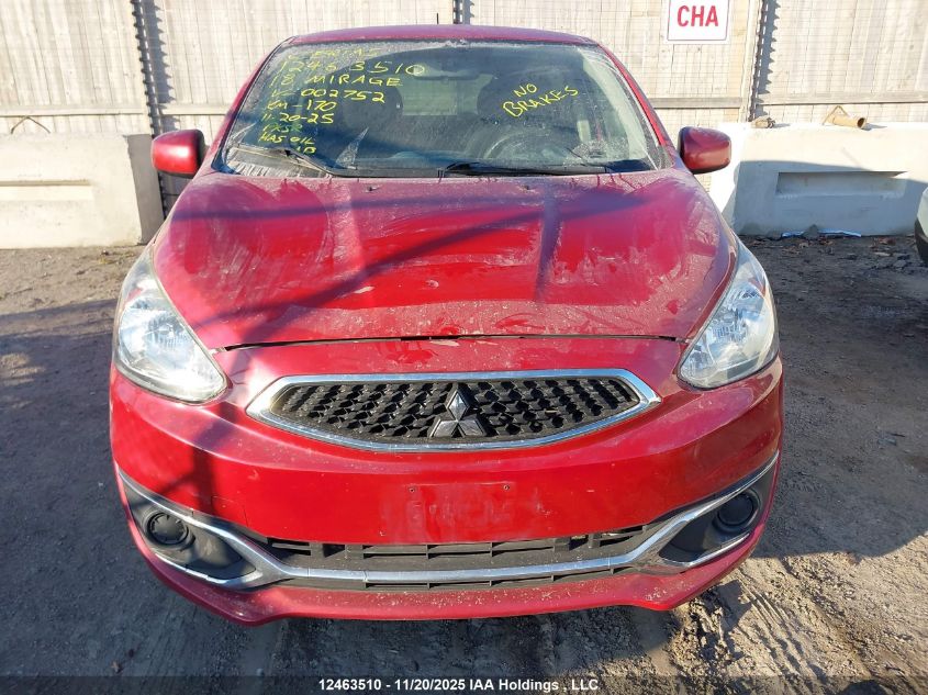 2018 Mitsubishi Mirage Es VIN: ML32A3HJ8JH002752 Lot: 12463510