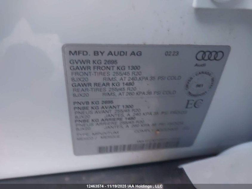 2023 Audi Q5 E 55 Technik VIN: WA1F2AFY9P2113252 Lot: 12463574
