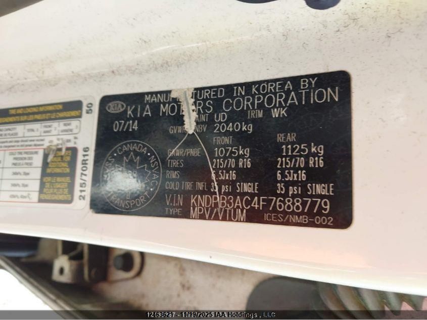 2015 Kia Sportage Lx VIN: KNDPB3AC4F7688779 Lot: 12463621