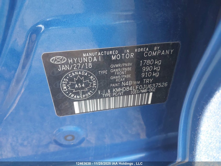 KMHD84LF0JU637526 2018 HYUNDAI ELANTRA photo no. 9