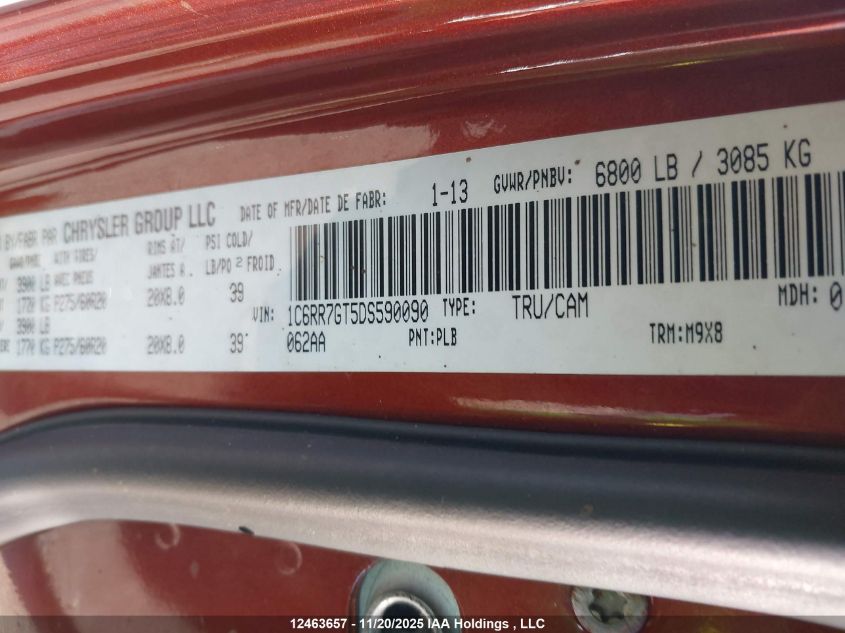 2013 Ram 1500 Slt VIN: 1C6RR7GT5DS590090 Lot: 12463657