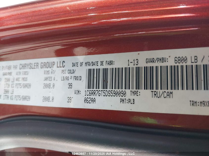 2013 Ram 1500 Slt VIN: 1C6RR7GT5DS590090 Lot: 12463657