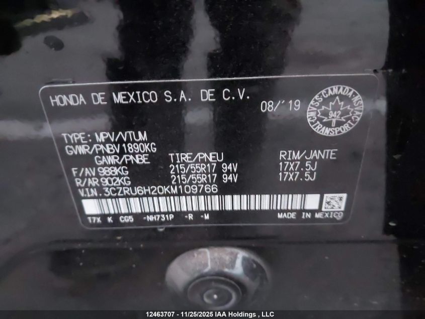 2019 Honda Hr-V Sport VIN: 3CZRU6H20KM109766 Lot: 12463707