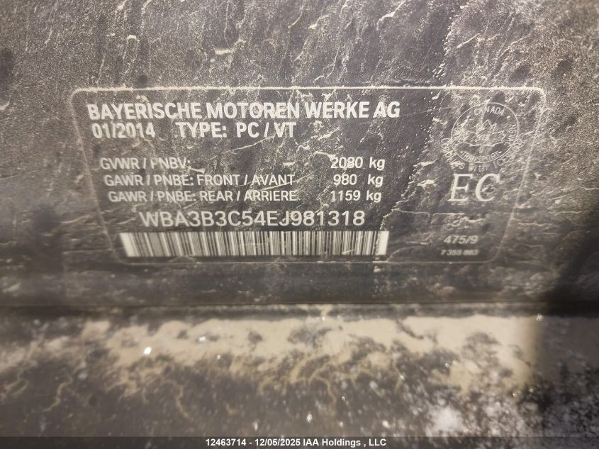 2014 BMW 328I xDrive VIN: WBA3B3C54EJ981318 Lot: 12463714