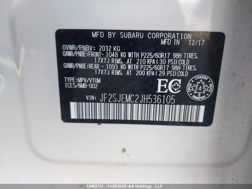 JF2SJEMC2JH536105 2018 SUBARU FORESTER photo no. 9