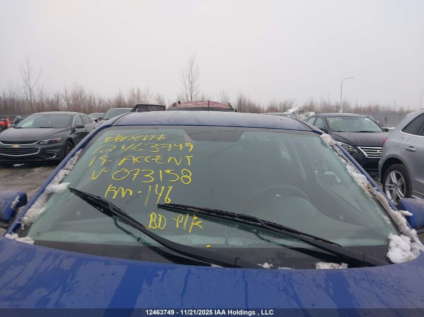 2019 Hyundai Accent Preferred VIN: 3KPC25A33KE073158 Lot: 12463749