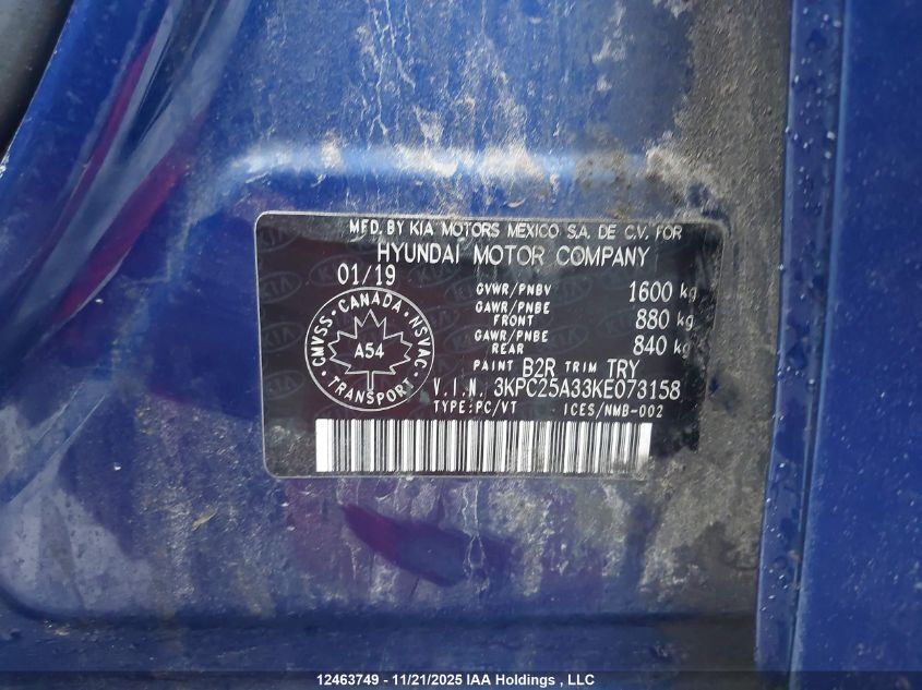 2019 Hyundai Accent Preferred VIN: 3KPC25A33KE073158 Lot: 12463749