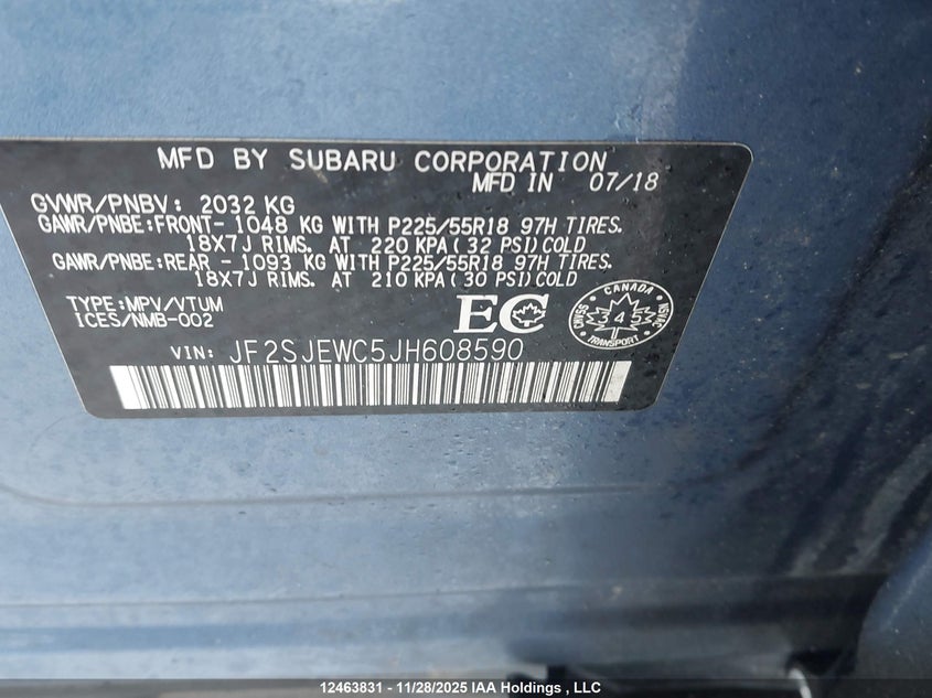 JF2SJEWC5JH608590 2018 SUBARU FORESTER photo no. 9