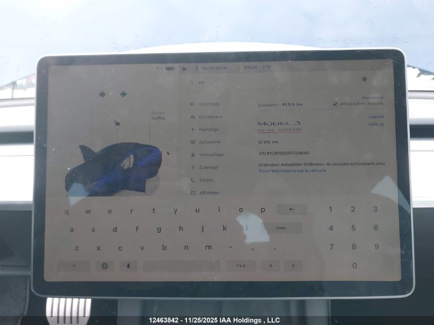 2023 Tesla Model 3 VIN: 5YJ3E1EC5PF559045 Lot: 12463842