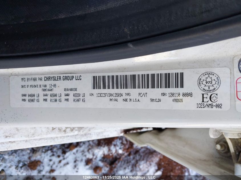 2010 Chrysler Sebring Touring VIN: 1C3CC5FV3AN135034 Lot: 12463863