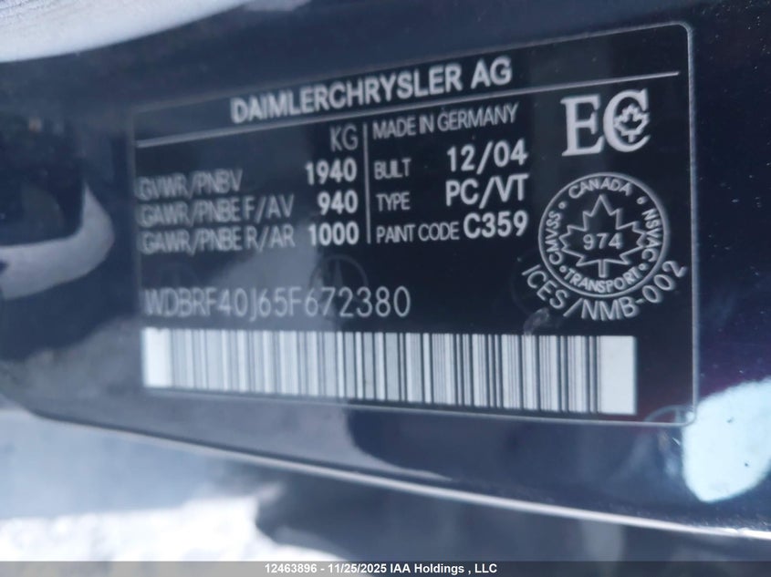 WDBRF40J65F672380 2005 MERCEDES-BENZ  photo no. 18