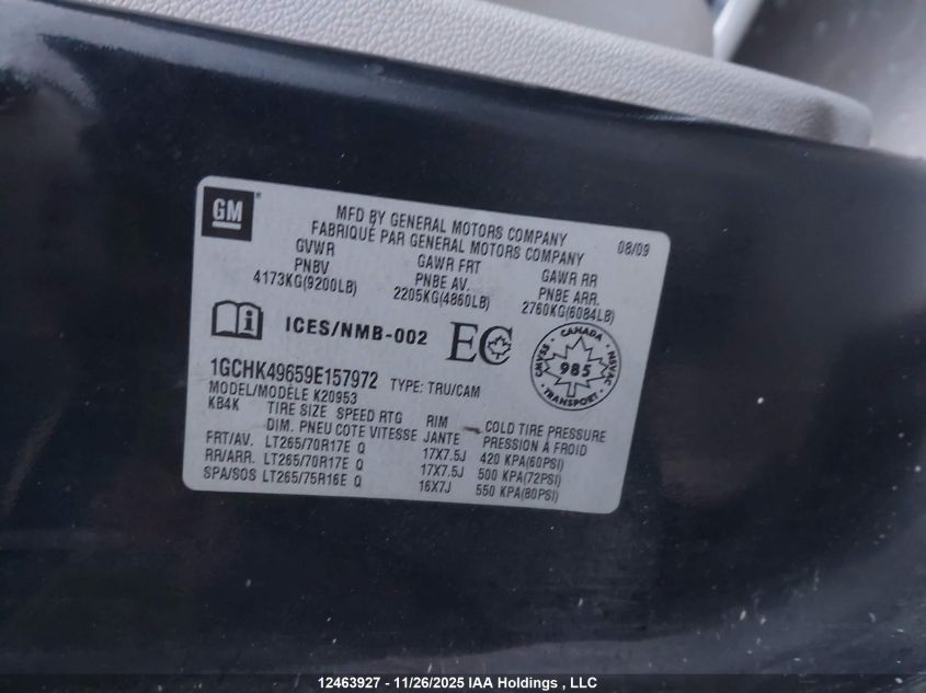 2009 Chevrolet Silverado K2500 Heavy Duty VIN: 1GCHK49659E157972 Lot: 12463927